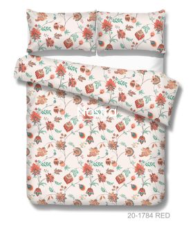Polycotton bedding set FLOWERS 20-1784-RED 20-1784-RED