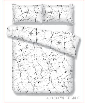 Polycotton bedding set ABSTRACT 40-1533-WHITE GREY 40-1533-WHITE GREY